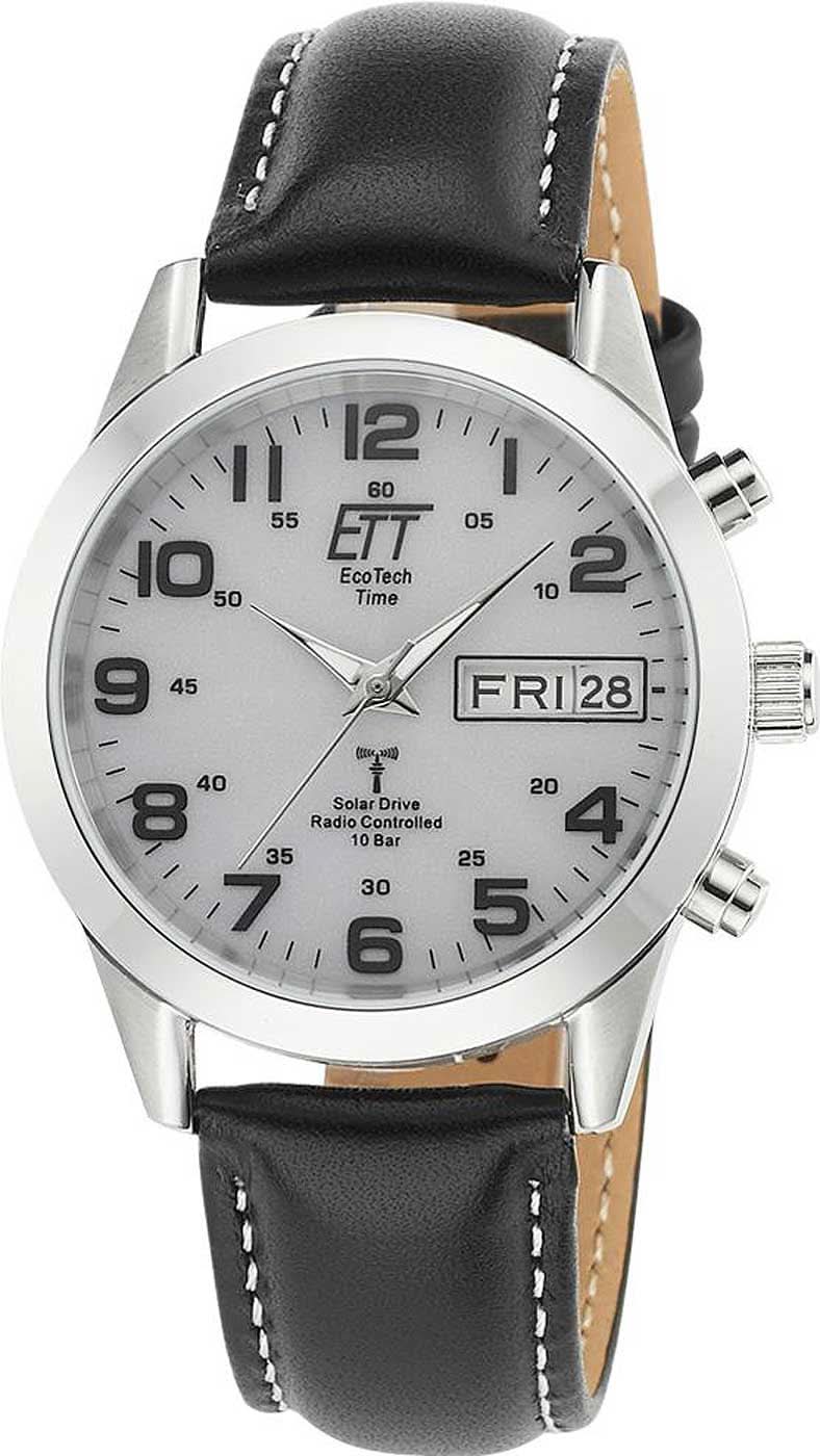 Reloj de hombre: esfera blanca, correa de cuero negra, caja plateada, fecha