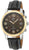 Reloj de hombre con correa de cuero negra y bisel dorado, esfera oscura