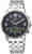 Reloj para hombre con brazalete de acero inoxidable plateado, esfera negra y pantalla digital