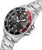 Reloj de hombre con esfera negra, bisel de minutos rojo y caja de acero inoxidable