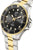 Pulsera para hombre con esfera negra y correa de acero inoxidable, fila central dorada