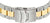Pulsera de acero inoxidable con eslabones dorados y cierre desplegable, vista posterior