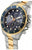 Pulsera de hombre con esfera azul, bisel dorado y caja de acero inoxidable con pulsadores