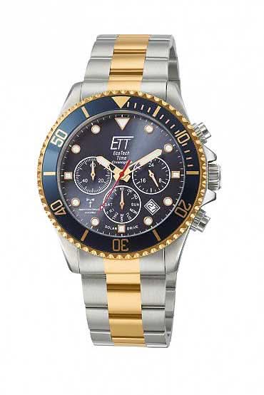 Pulsera de hombre con esfera azul, diseño de bisel dorado y correa de acero inoxidable