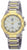 Reloj de pulsera bicolor para hombre con esfera blanca, detalles dorados y correa de acero inoxidable