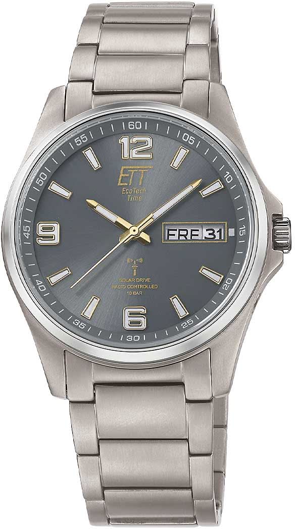 Reloj analógico para hombre con esfera gris oscuro, manecillas doradas y correa de metal