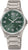 Pulsera de hombre con esfera verde y correa de metal plateado, redonda