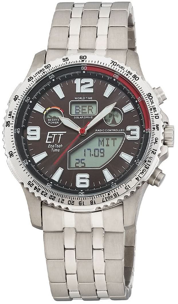 Pulsera de hombre con correa de titanio plateado y esfera negra, bisel redondo
