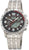 Pulsera de hombre con correa de titanio plateado y esfera negra, bisel redondo