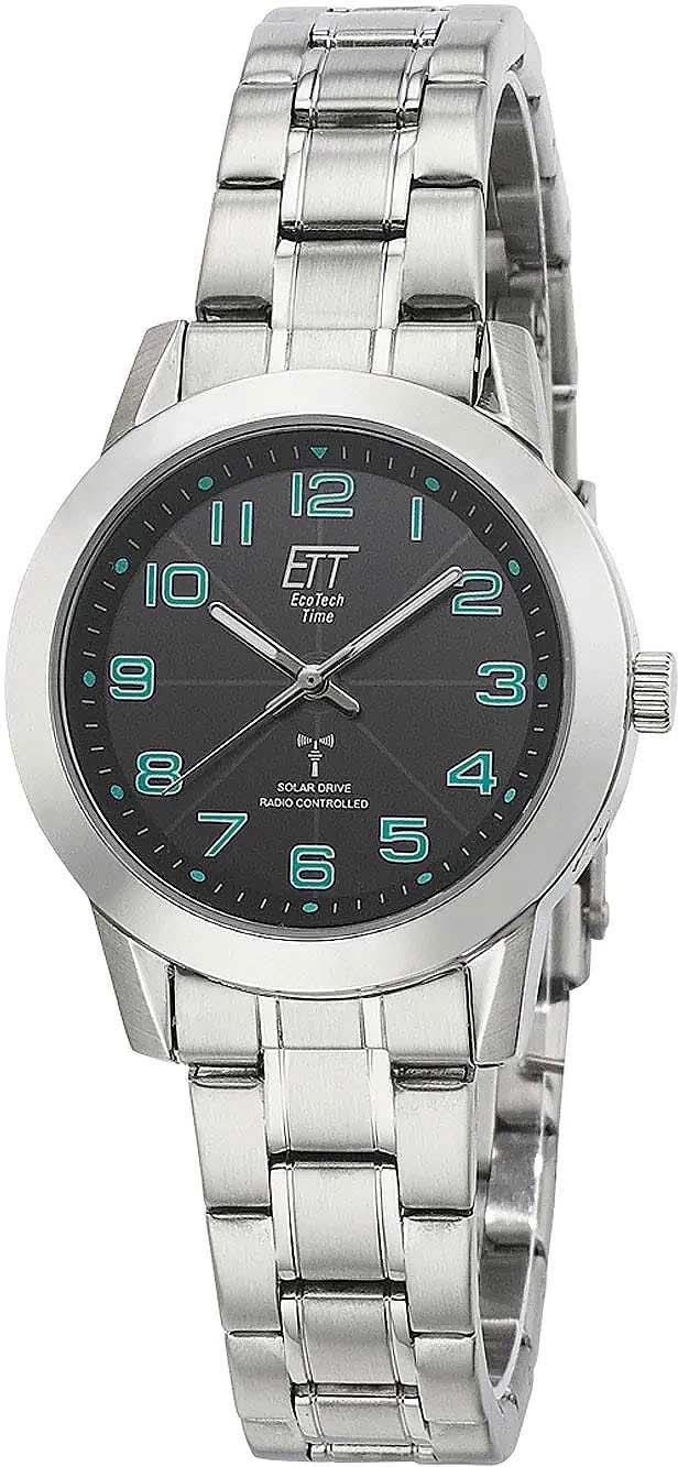 Reloj de mujer con esfera negra y brazalete de acero inoxidable, bisel redondo