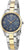 "Reloj solar para mujer: esfera azul, correa metálica bicolor plata/oro"