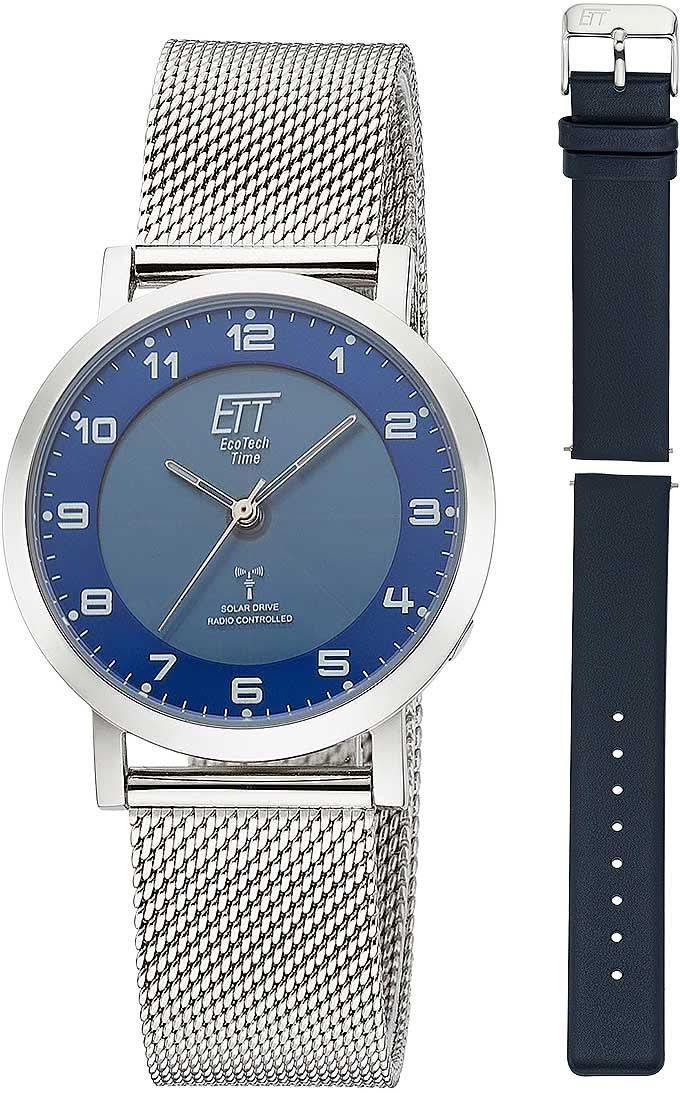 "Reloj de mujer con esfera azul y correa de malla de acero inoxidable plateado, caja redonda"