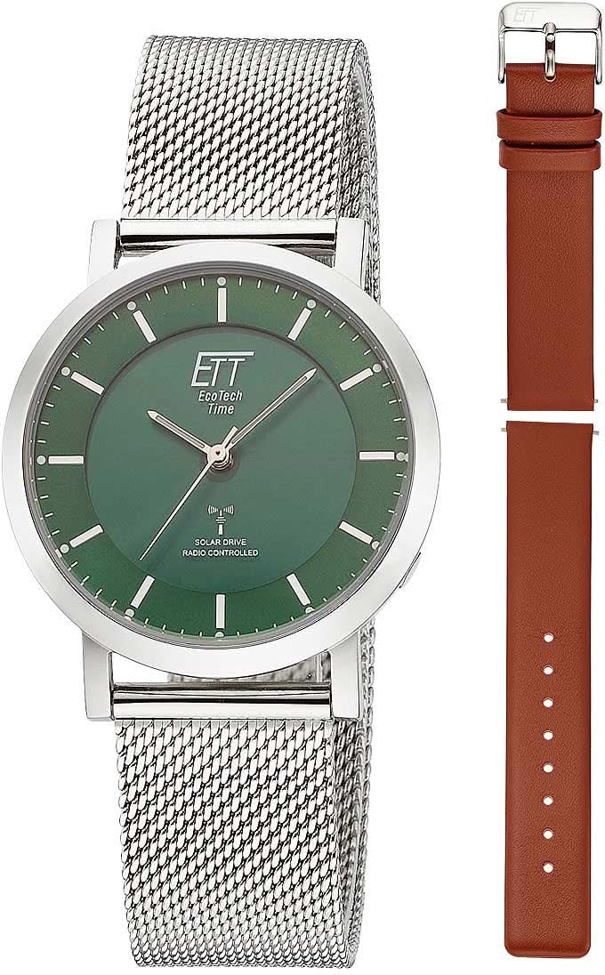 "Reloj de mujer con esfera verde y pulsera de malla de acero inoxidable"