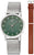 "Reloj de mujer con esfera verde y pulsera de malla de acero inoxidable"