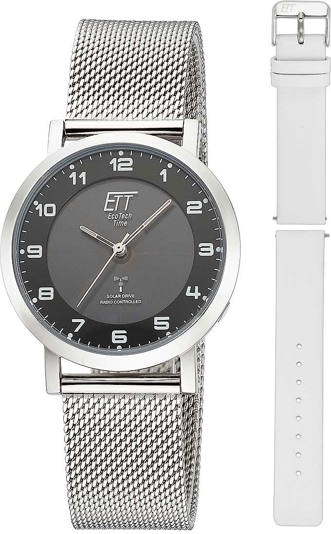 Reloj de mujer con esfera negra y pulsera de malla metálica plateada