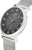 Reloj de mujer, esfera redonda negra, bisel plateado y correa de malla