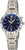 "Reloj de mujer con pulsera de titanio, esfera azul y agujas luminosas, con energía solar"