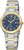 ETT Everest Reloj de mujer con esfera azul, bisel dorado y pulsera de metal