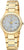 Reloj de mujer en titanio dorado con esfera y brazalete de eslabones claros, manecillas/ventana de fecha