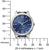 Reloj de mujer con esfera azul, números romanos y caja de acero inoxidable plateado