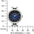 Reloj de mujer con esfera azul, indicación de tamaño en escala milimétrica