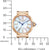 Reloj de mujer con caja dorada y esfera azul, números romanos, Eco-Drive