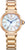 Reloj de mujer con cadena de acero inoxidable en tono dorado, esfera azul, números romanos, Eco-Drive
