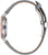 Reloj de mujer con correa de cuero gris y caja de acero inoxidable, corona lateral en la muñeca