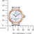 Reloj de mujer con bisel en oro rosa y esfera plateada, correa de cuero gris