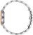 Reloj de mujer con pulsera de metal plateado y vista lateral de caja redonda
