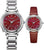 "Reloj Citizen para mujer con esfera roja: pulsera de acero inoxidable y correa de cuero marrón"