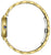 Reloj de mujer en vista lateral con caja, corona y brazalete de eslabones en tono dorado
