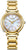 "Reloj de mujer con pulsera de metal dorado, esfera de nácar y detalles de diamantes"