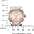 Reloj de mujer, vista frontal, con esfera en tono oro rosa y escala de tamaño