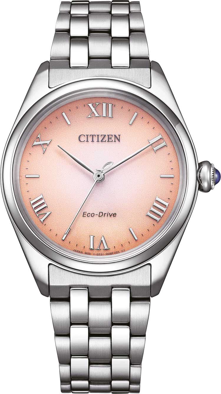 Reloj de mujer con pulsera de acero inoxidable y esfera en color rosa, números romanos