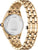 "Reloj de mujer con pulsera de acero inoxidable en tono dorado, tapa trasera grabada"