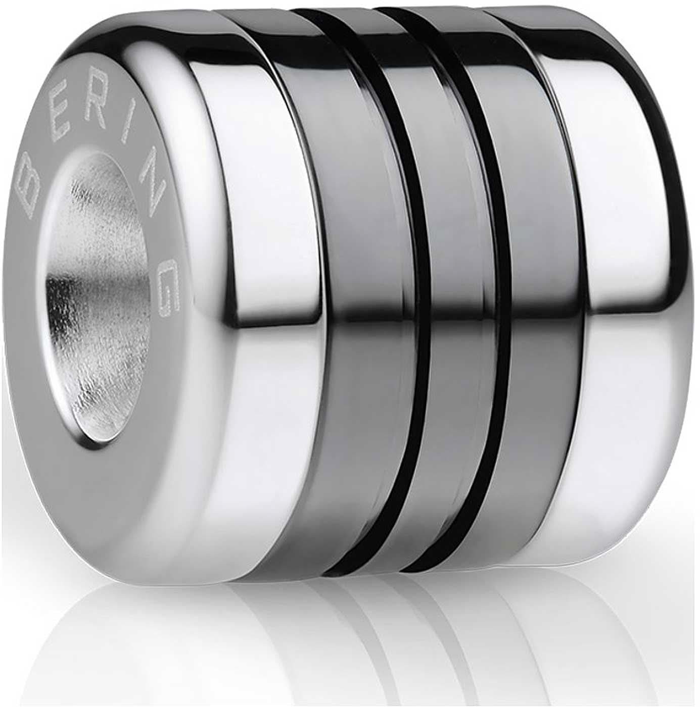 Perla de acero inoxidable con rayas negras longitudinales y acabado brillante