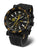 Reloj de pulsera para hombre con bisel negro, escalas marcadas en amarillo y naranja y correa negra