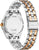 "Reloj de mujer con correa de acero inoxidable (plata/oro), reverso con inscripción CITIZEN."