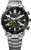 Reloj Edifice para hombre con correa de acero inoxidable, esfera negra, bisel taquímetro y detalles en naranja