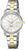 Reloj de mujer con esfera de nácar y brazalete metálico bicolor, cuarzo, agujas doradas.