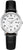 Reloj de pulsera Citizen para mujer con correa de cuero negra, esfera redonda plateada e índices