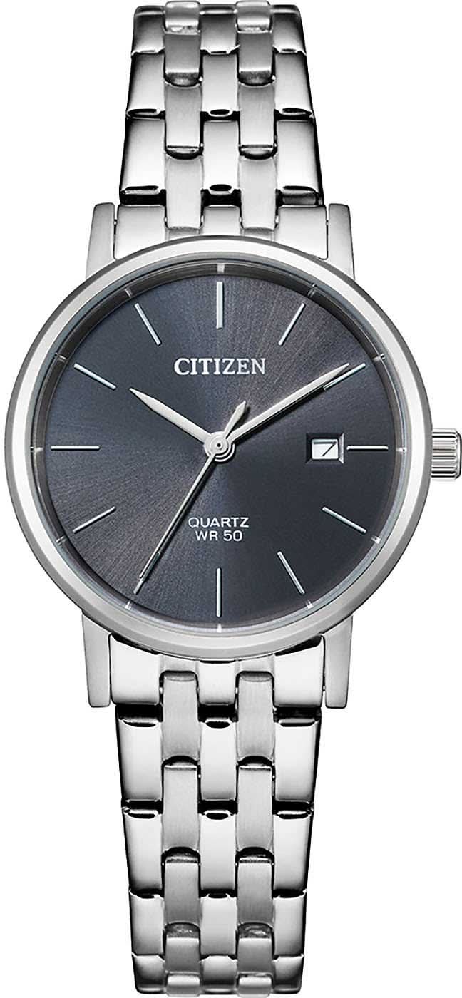 Reloj de mujer con pulsera de acero inoxidable y esfera gris oscuro, cuarzo