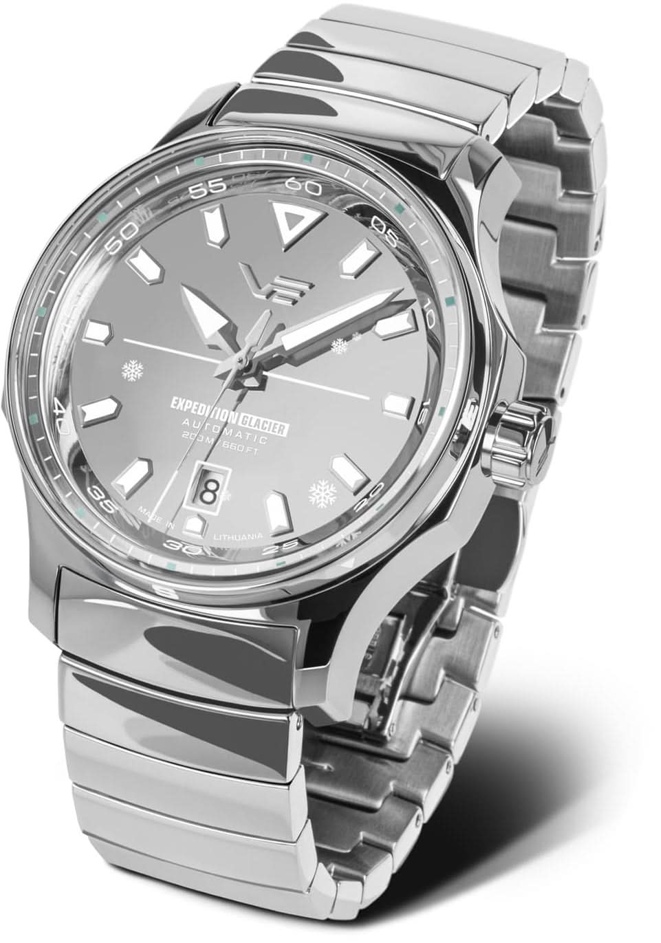 Reloj plateado para hombre con correa de acero, esfera redonda e índices claros