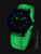 Reloj de hombre con esfera azul y correa de silicona verde claro