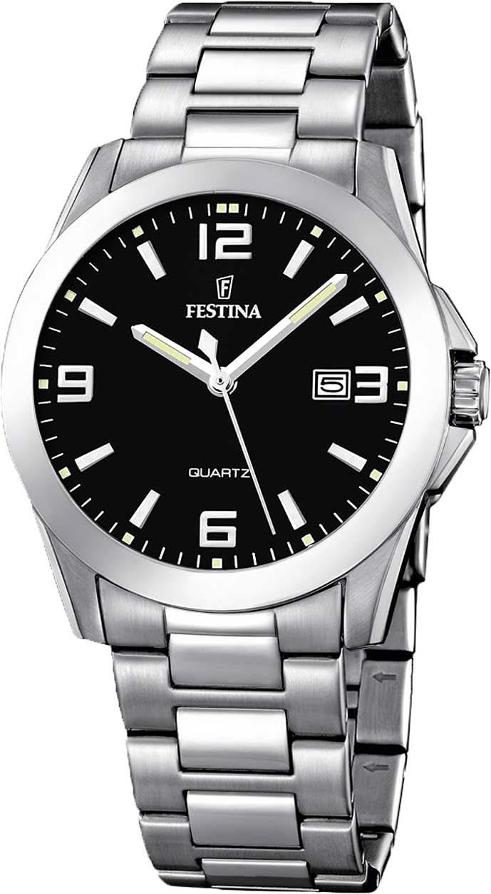 Reloj de pulsera Festina para hombre con esfera negra y correa de acero inoxidable