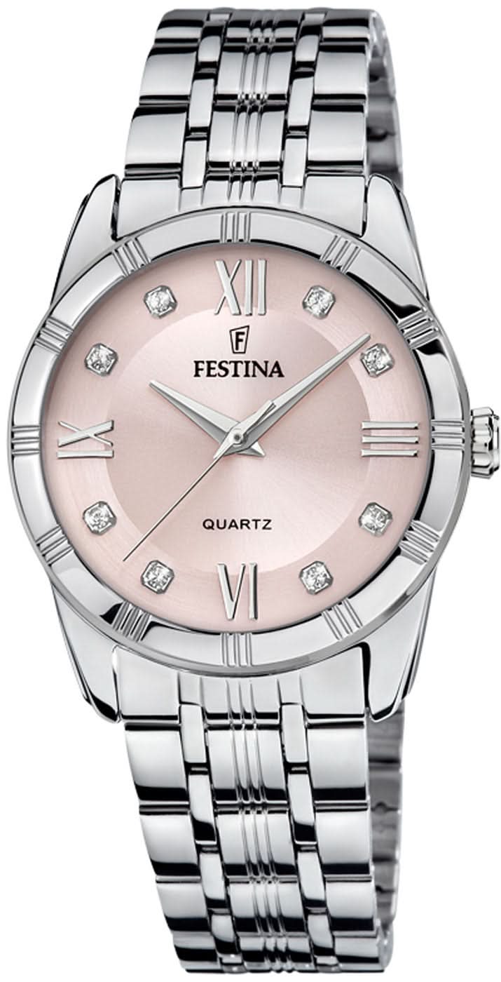 Reloj de mujer con pulsera de acero inoxidable, esfera beige y números romanos