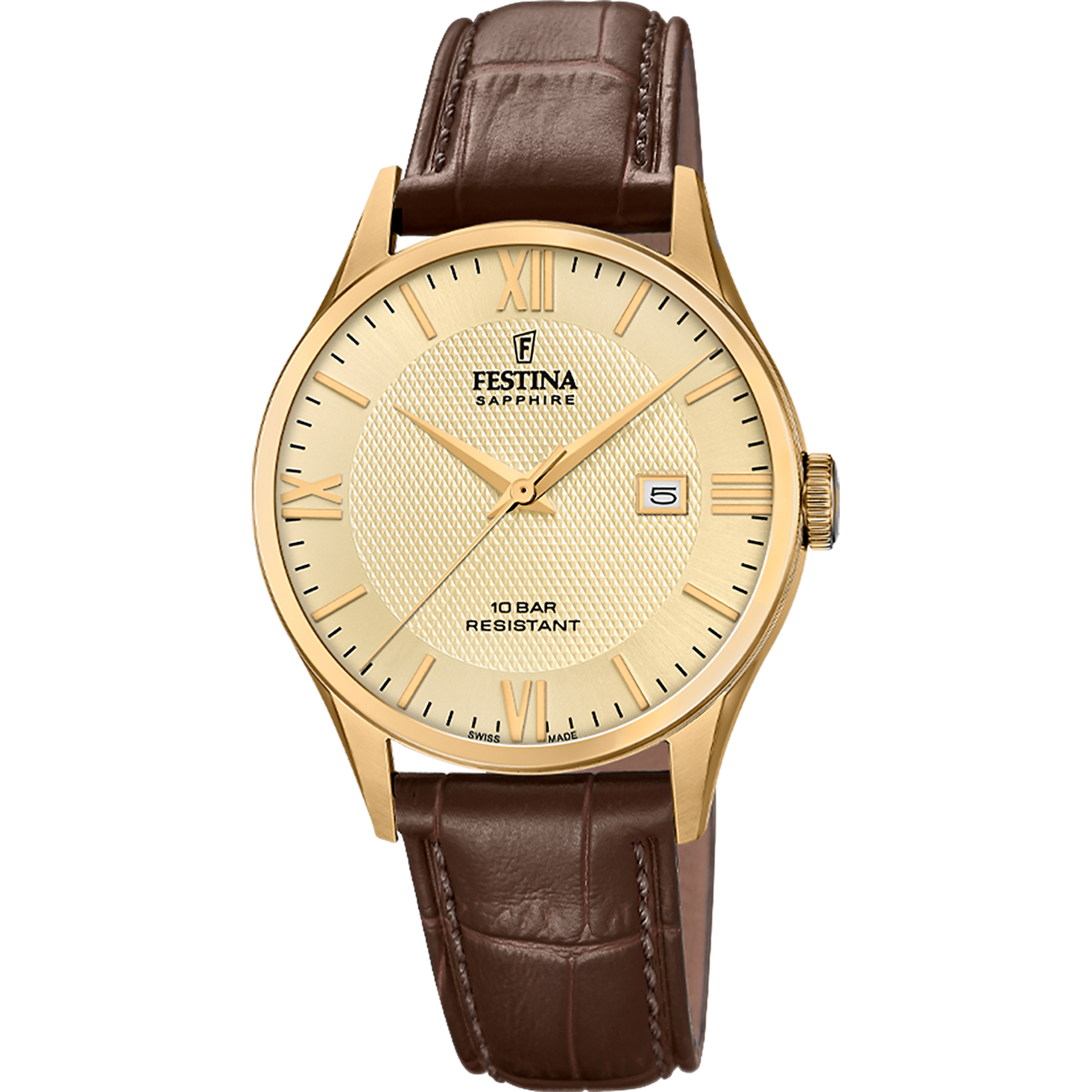 Festina Swiss Made F20010/5 Herrenuhr • Beiges Zifferblatt • Schweizer Qualität
