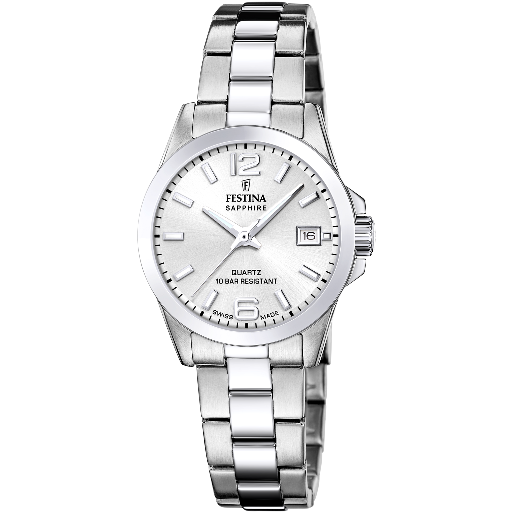 Festina Swiss Made F20049/1 Damenuhr • Schweizer Uhrwerk • Silberfarbenes Design