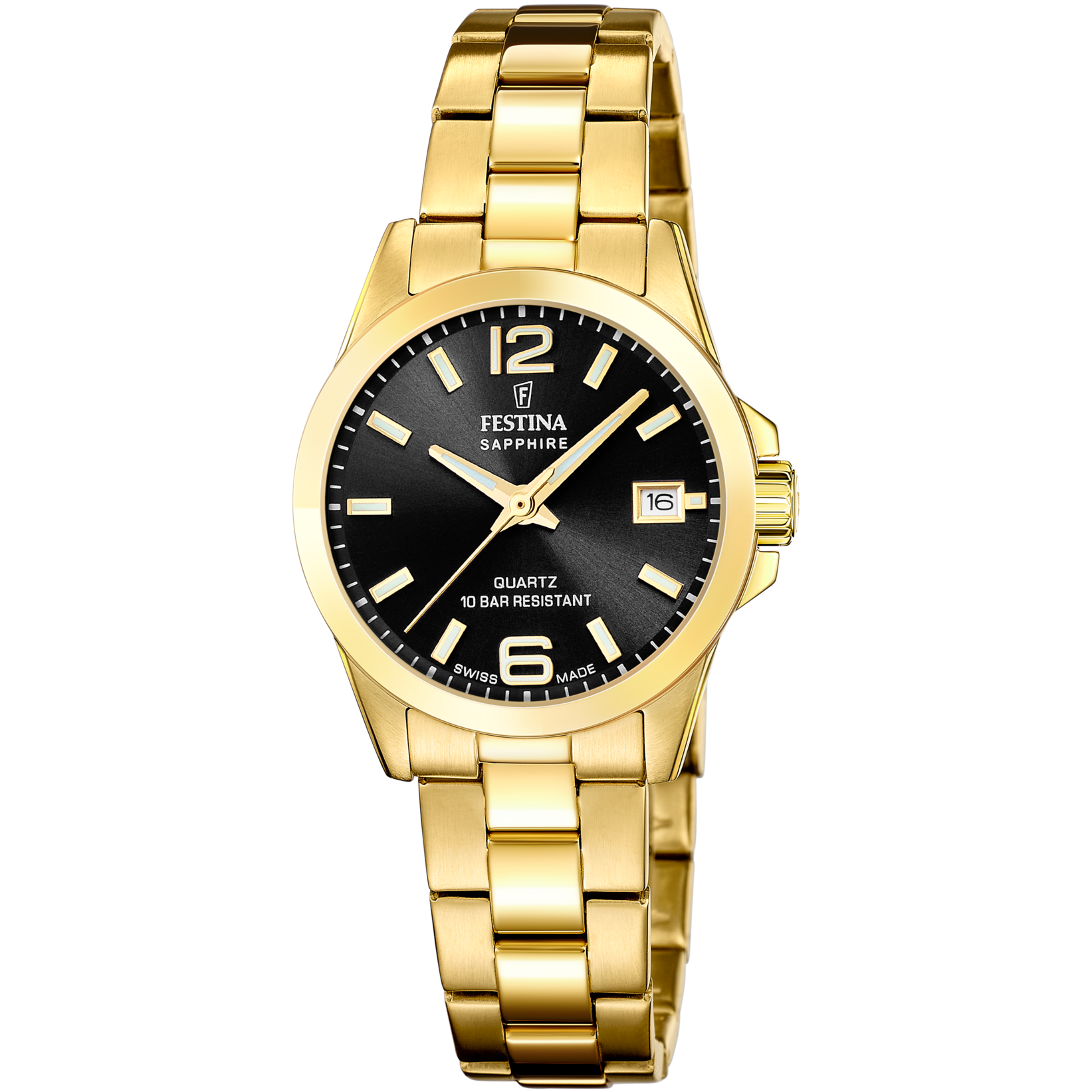 Festina Swiss Made Lady F20050/4 Damenuhr Schwarz • Saphirglas • Schweizer Quarzwerk